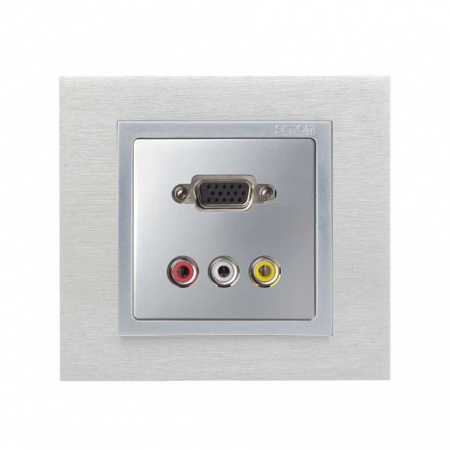 Simon 82 Detail Алюминий Накладка Розетки VGA HD15, мама + 3RCA (7500092-039)