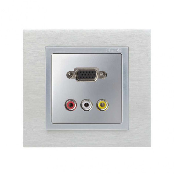 Simon 82 Detail Алюминий Накладка Розетки VGA HD15, мама + 3RCA (7500092-039)