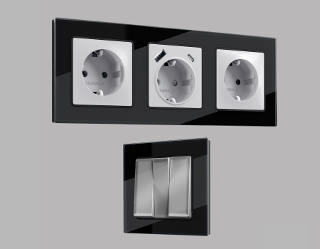 Рамка ALFA Platos (Черный Стекло закаленное натуральное) 2-ая AF380802