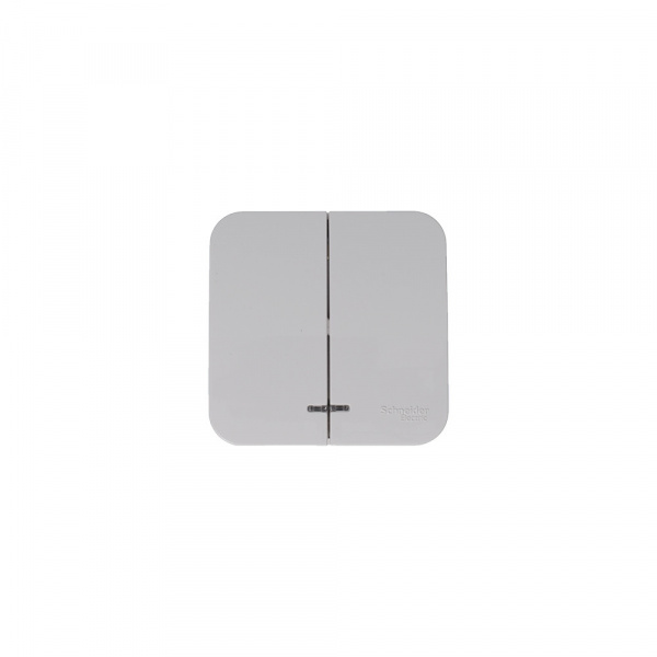 SE Blanca наруж Бел Выключатель 2-клавишный с подсветкой 10А, 250B, изолир. пластина