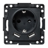 EKF Стокгольм Механизм Розетки 1-местной с/з, USB 2A 16А винтовые клеммы черный с защ. штор.
