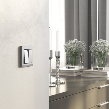 Рамка из поликарбоната на 1 пост Stark серебряный матовый W0011865