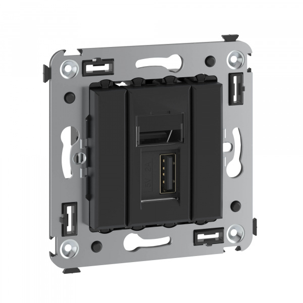 DKC Avanti Черный матовый Розетка одинарная тип А-А USB 2.0