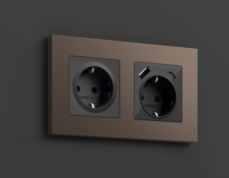 Лицевая панель ALFA (Графит Мягкое касание) для электрической розетки с заземлением QUANT AP9060