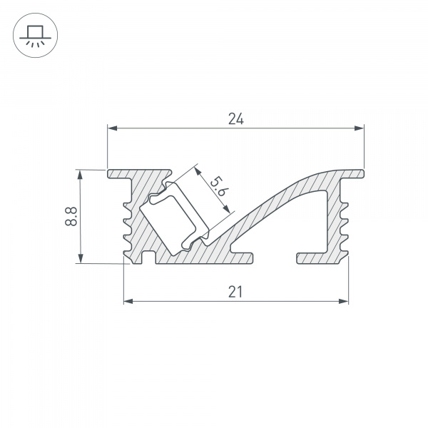 Профиль SL-BEVEL-W21-F-2000 ANOD BLACK (Arlight, Алюминий)