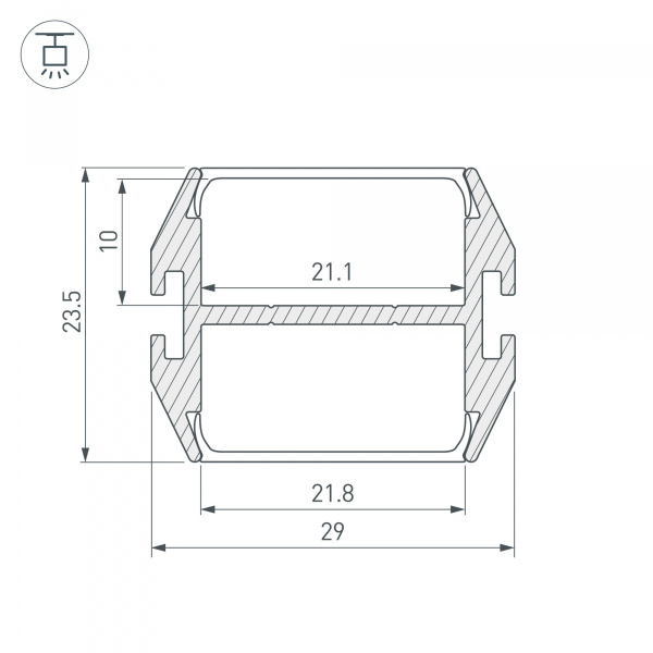 Профиль Arlight PLS-Lock-Dual-2000 Anod 032864