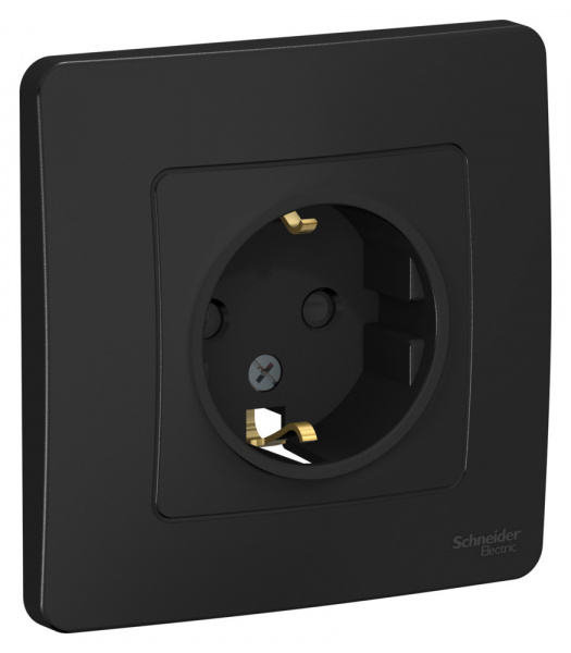 SE Blanca внутр Антрацит Розетка с/з со шторками, 16А, 250В