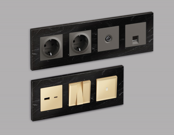 Рамка ALFA Grand (Черный мрамор) 4-ая AF930704