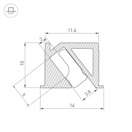 Профиль Arlight SL-Bevel-H10-F14-2000 Anod Olive Grey 038200