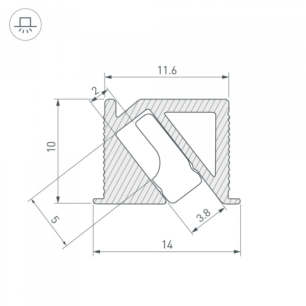 Профиль Arlight SL-Bevel-H10-F14-2000 Anod Olive Grey 038200