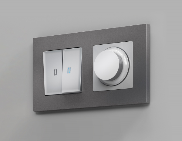 Комплект механизма светорегулятора универсального поворотно-нажимного ALFA MA405510 Серебро глянец  25-600W/LED 5-300W QUANT