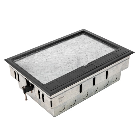 Лючок в пол на 24 модуля (12 мод. 45х45 мм.), крышка ABS+гальванизированная стальная вставка