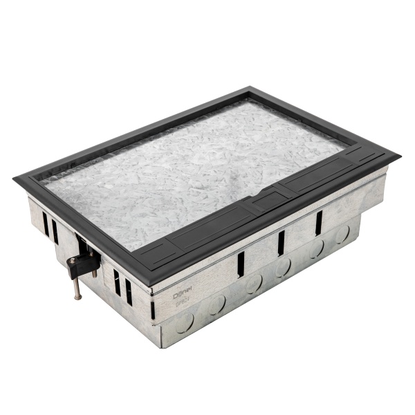 Лючок в пол на 24 модуля (12 мод. 45х45 мм.), крышка ABS+гальванизированная стальная вставка