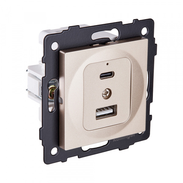 Розетка USB A+C 20W, золотой Kollinger REA-037GD для Aspekt, Eleganz, Reflex