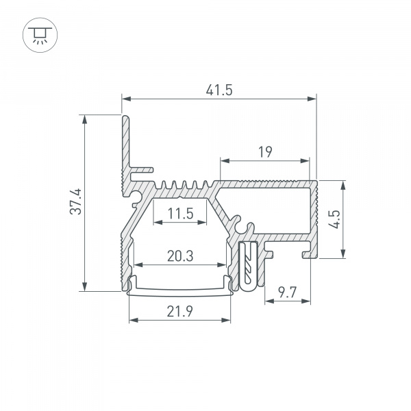 Профиль STRETCH-20-WALL-D-SIDE-2000 BLACK (Arlight, Алюминий)