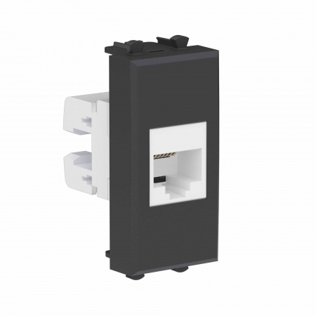 DKC Avanti Телефонная розетка RJ-12 без шторки модульная, Черный матовый, 1 модуль