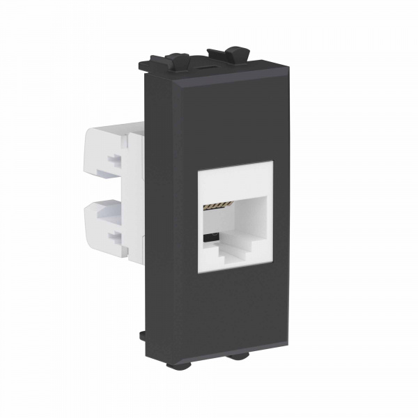 DKC Avanti Телефонная розетка RJ-12 без шторки модульная, Черный матовый, 1 модуль