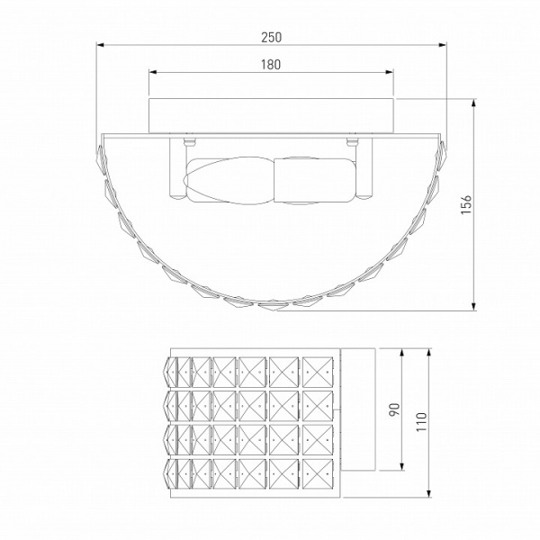 Настенный светильник с хрусталем 10115/2 хром Eurosvet Kira