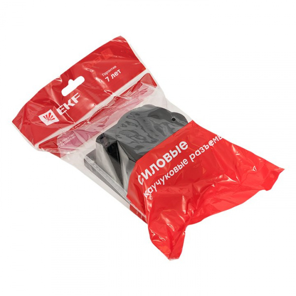 EKF Basic Розетка настенная с защитной крышкой каучуковая 230В 2P+PE 16A IP44