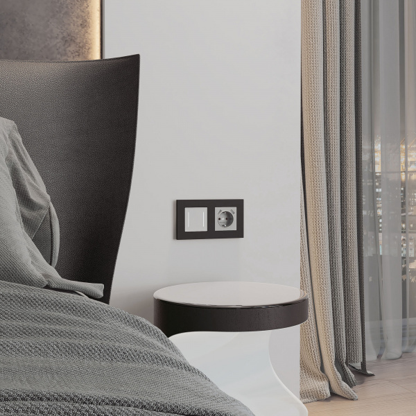 Рамка из поликарбоната на 2 поста Slab черный софт W0022908