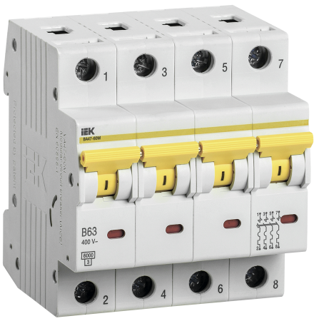 IEK KARAT Выключатель автоматический ВА47-60M 4Р 16А 6кА D