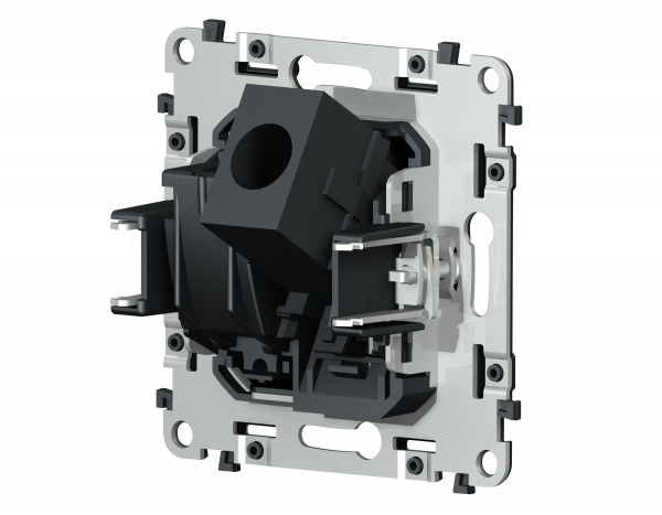 Механизм розетки компьютерной + TV оконечной RJ-45 (8P8C) CAT6 1000 Base-T/50-870 MHz 1dB с автоматической защитной шторкой QUANT VM195