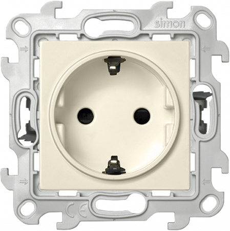 Simon 24 Слоновая кость Розетка 2К+3 с защитными шторками Push&Go
