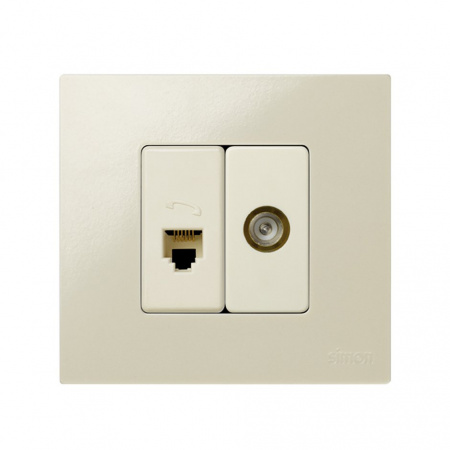 Simon 27 Мех Слоновая кость Розетка телефонная RJ-12, 6 конт., узкая