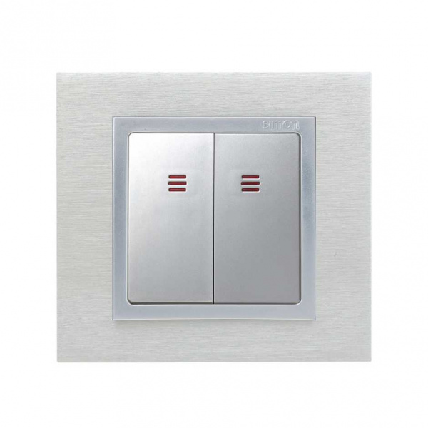 Simon 82 Алюминий Клавиша 2-ая с подсветкой