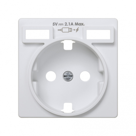 Simon 82 Накладка для розетки Schuko с зарядным устройством 2хUSB белого цвета