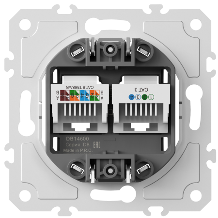 Donel Механизм розетки RJ11 + RJ45 (двойная) cat.3/6/ClassE-4/8, серия DB, DB14600