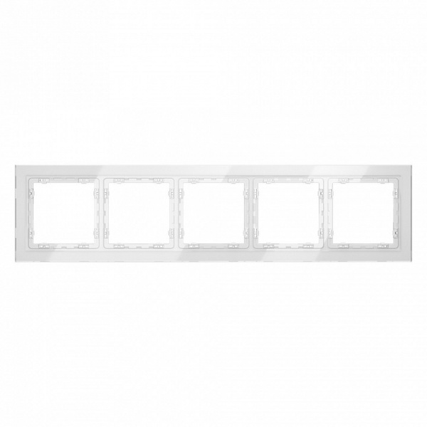 Рамка стеклянная VOLTUM S70 на 5 постов, (белый, стекло)