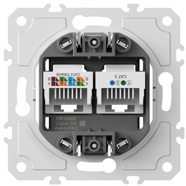 Donel Механизм розетки RJ11 + RJ45 (двойная) cat.3/6/ClassE-4/8, серия DB, DB14600