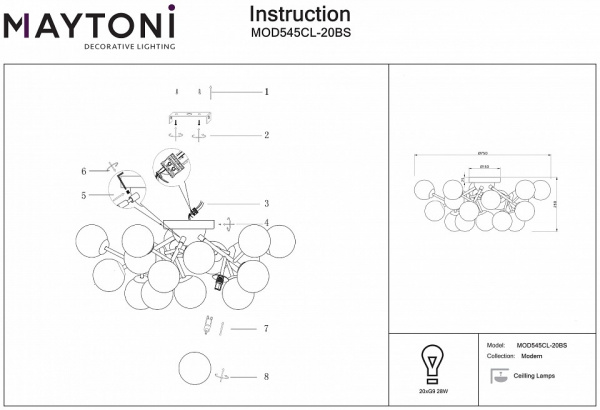 Потолочный светильник Modern MOD545CL-20BS Maytoni Dallas