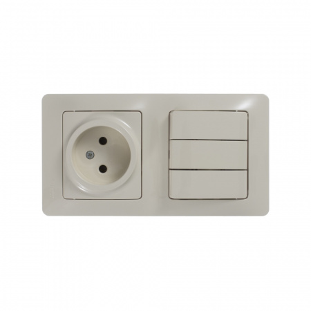 SE Glossa Беж Блок: розетка и 3-кл. выключатель