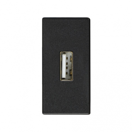 Simon 27 Мех Графит Разъём USB тип "А", узкий, винты