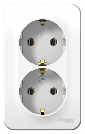 SE Blanca наруж Бел Розетка 2-ая с/з без шторок, 16А, 250В