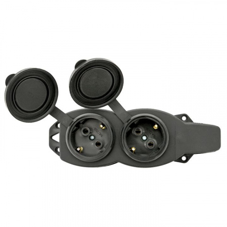 EKF Basic Роз. (колодка) двухмест. с защит. крышками каучуковая 230В 2P+PE 16A IP44