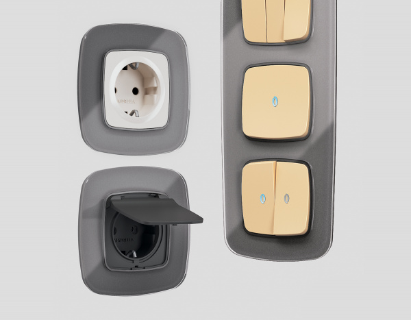 Рамка OMEGA Radian (Антрацит серый Стекло органическое) 4-ая OF320654