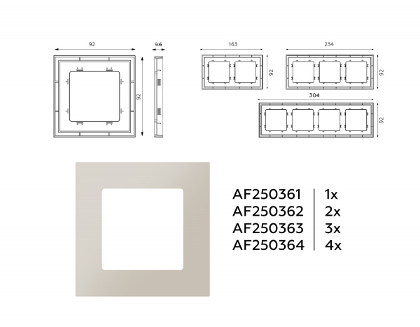 Рамка ALFA Qubi (Серо-бежевый матовый) 4-ая AF250364