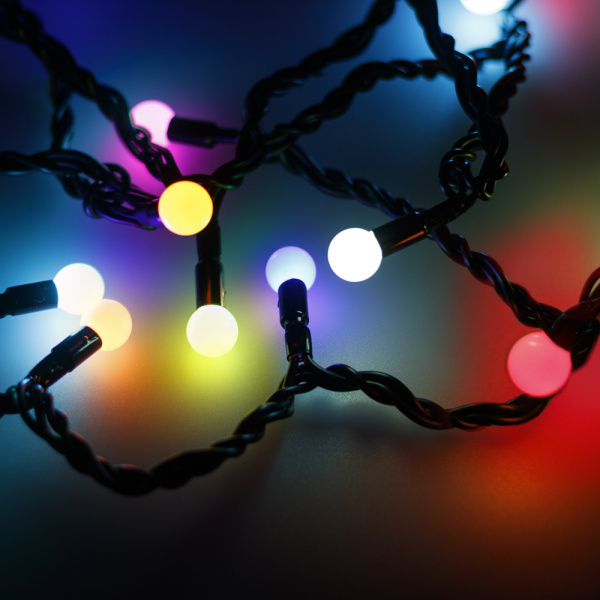 Arlight Светодиодная гирлянда ARD-BALL-CLASSIC-D13-5000-BLACK-50LED RGB (230V, 3.5W) (Ardecoled, IP65)