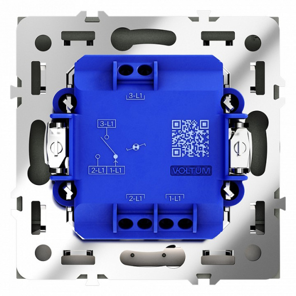 Проходной переключатель встраиваемый VOLTUM S70 одноклавишный с подсветкой 10А, (титан)