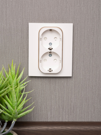 EKF PROxima Стокгольм Белый Линия шампань Рамка для розетки 2-ой