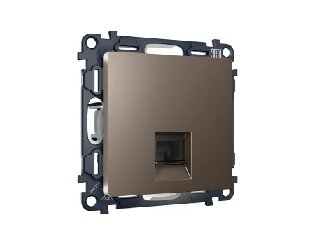 Комплект механизма телефонной розетки ALFA MA642030 Темная бронза матовый RJ-11(4P4C) с защитной шторкой QUANT