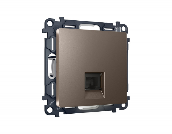 Комплект механизма телефонной розетки ALFA MA642030 Темная бронза матовый RJ-11(4P4C) с защитной шторкой QUANT