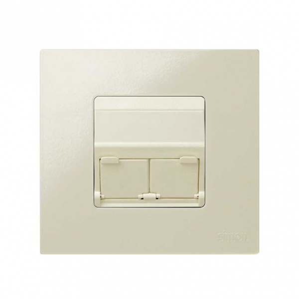 Simon 27 Мех Слоновая кость Адаптер наклонный под 2 RJ-коннектора, широкий