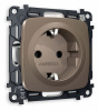 Комплект механизма электрической розетки OMEGA MO636010 Темная бронза матовый с заземлением на винтовых зажимах 2P+E 16A-250V QUANT