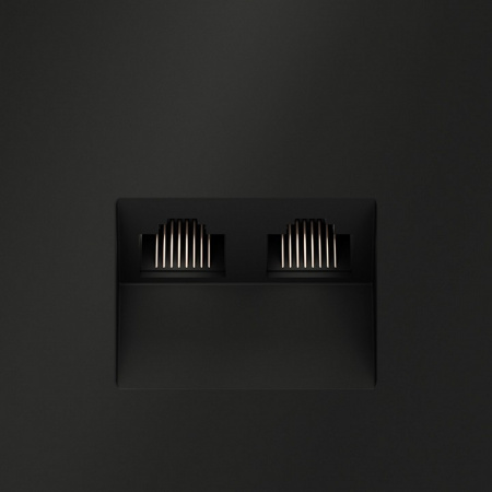 Розетка компьютерная встраиваемая VOLTUM S70 двойная RJ45+RJ45 кат.6, (черный матовый)