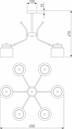 Потолочная люстра в стиле лофт 70133/6 черный Eurosvet Batler
