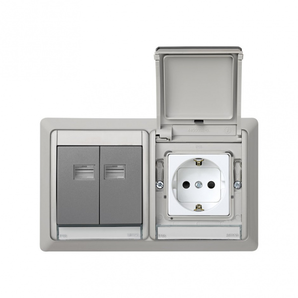 Simon 44 Aqua Серая Рамка 2-ая, скрытая проводка